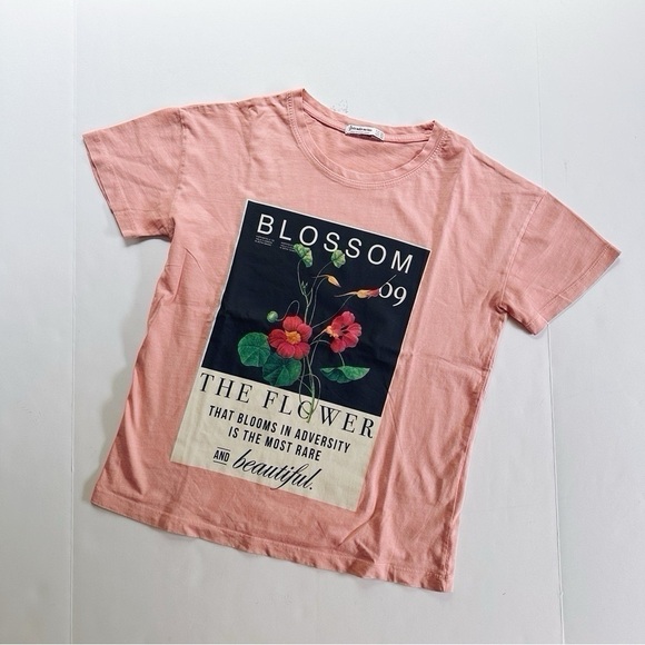 NEW Stradivarius Blossom Boxy T-shirt XS - Picture 1 of 5